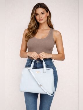 Kate Spade New York Leather Two-Toned Bag Light Mint Green and Blue Interior